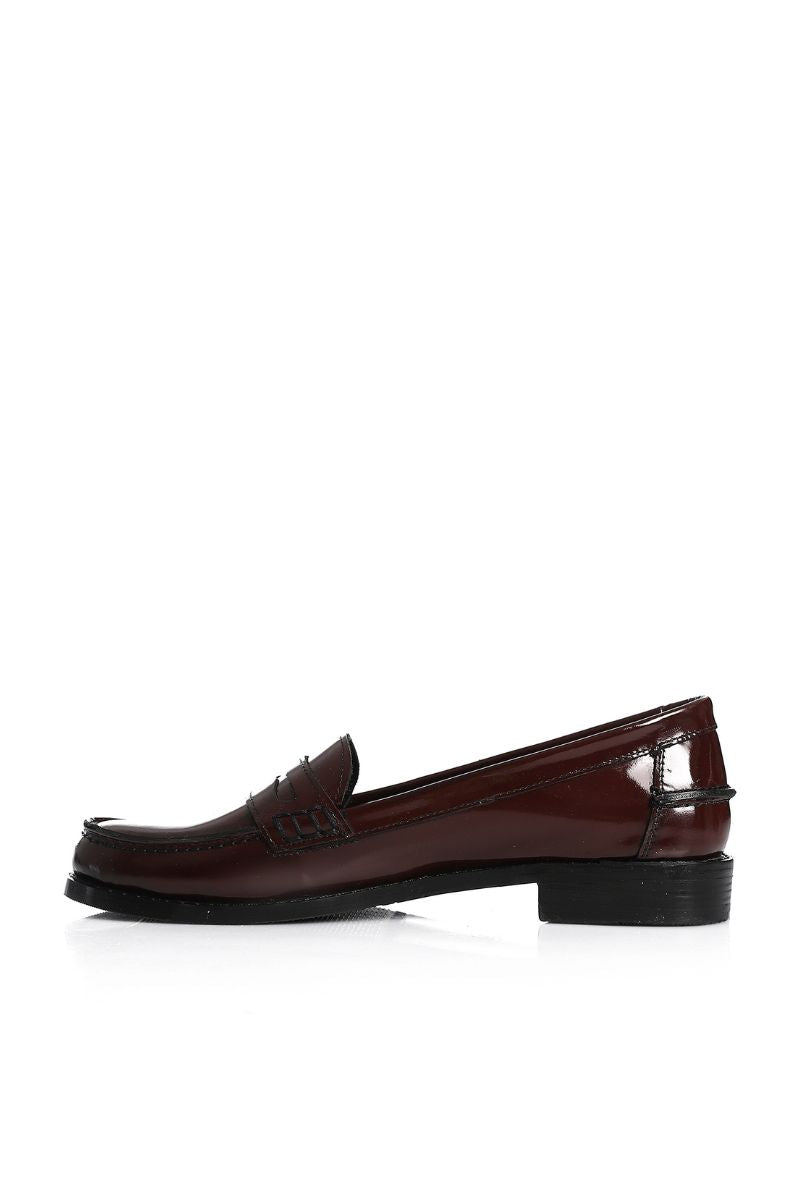 BURGUNDY VERNE LEATHER PENNY LOAFERS