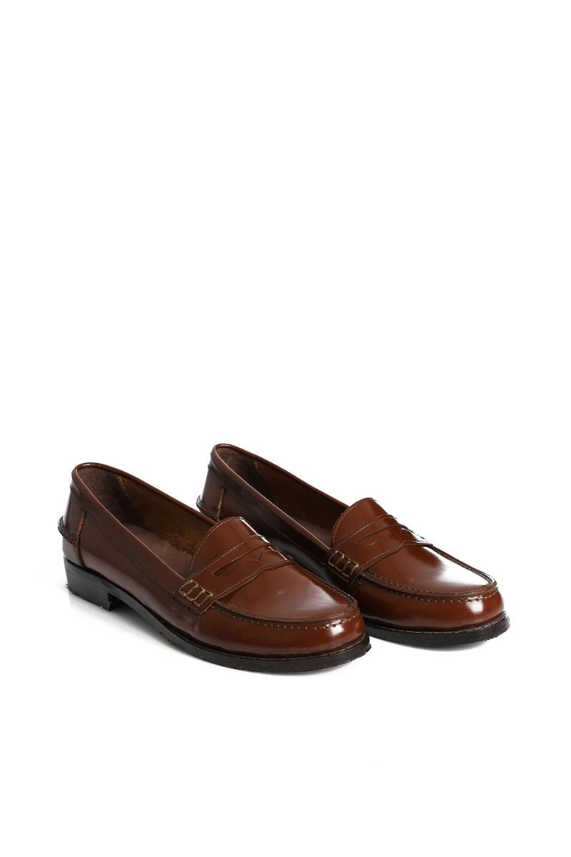 BROWN LEATHER PENNY LOAFERS