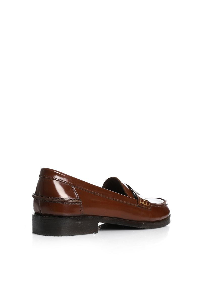 BROWN LEATHER PENNY LOAFERS