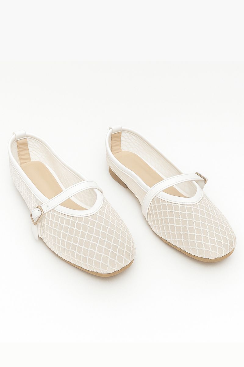 AIRBELLE WHITE MESH BALLERINA
