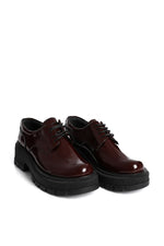 BURGUNDY LEATHER DERBY LOAFERS