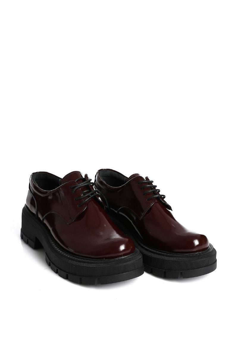 BURGUNDY LEATHER DERBY LOAFERS