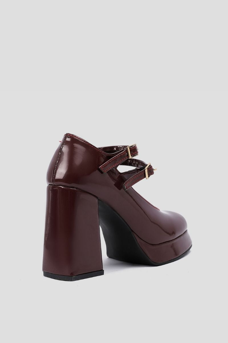 BURGUNDY MARY JANE HEELS