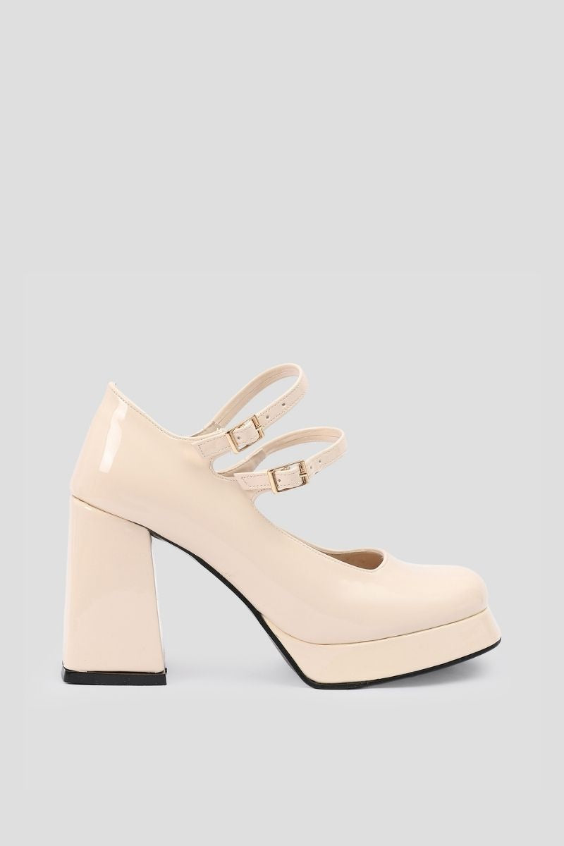 BEIGE MARY JANE HEELS