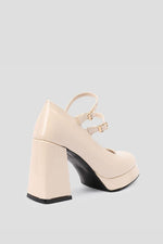 BEIGE MARY JANE HEELS