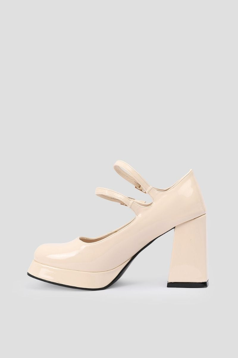 BEIGE MARY JANE HEELS