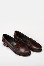 BURGUNDY LEATHER PENNY LOAFERS
