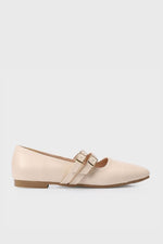 BEIGE DOUBLE BUCKLE BALLERINA