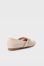 BEIGE DOUBLE BUCKLE BALLERINA