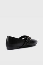 BLACK DOUBLE BUCKLE BALLERINA