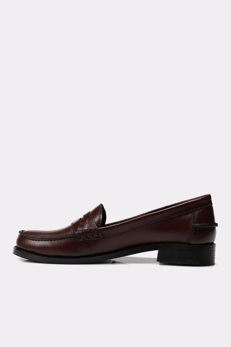 BURGUNDY LEATHER PENNY LOAFERS