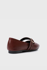 BURGUNDY DOUBLE BUCKLE BALLERINA