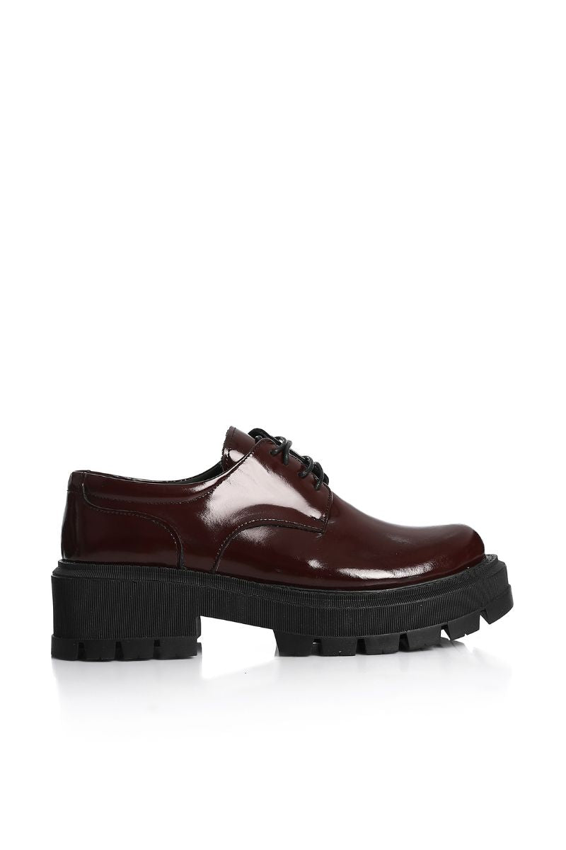 BURGUNDY LEATHER DERBY LOAFERS