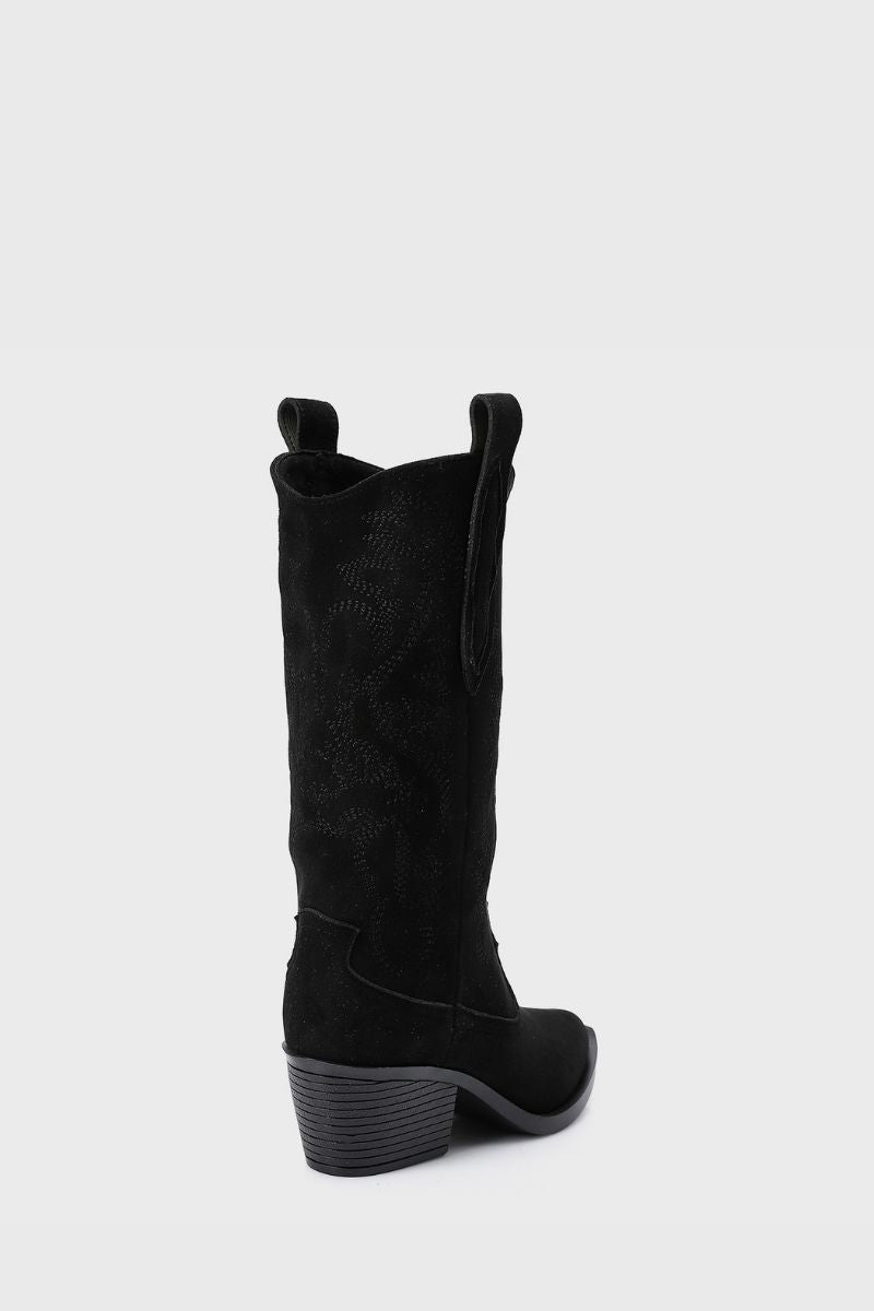 EMBROIDERED BLACK COWBOY BOOTS