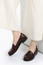BURGUNDY LEATHER PENNY LOAFERS