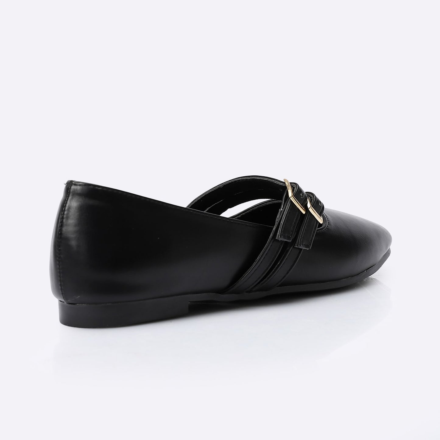 Black Double Buckle Ballerina