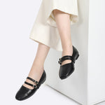 Black Double Buckle Ballerina