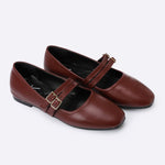 Burgundy Double Buckle Ballerina