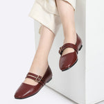 Burgundy Double Buckle Ballerina