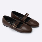 Brown Double Buckle Ballerina