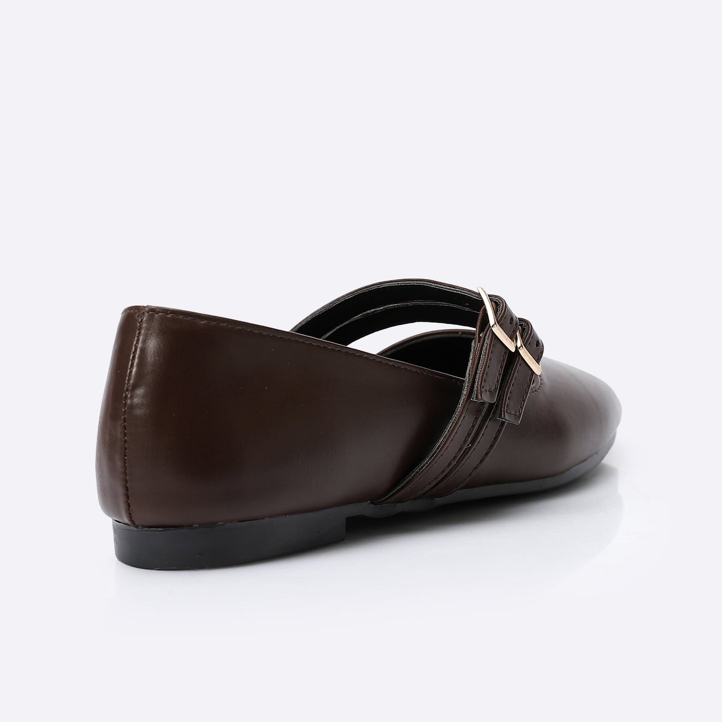 Brown Double Buckle Ballerina