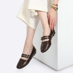 Brown Double Buckle Ballerina