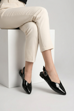 SLINGBACK BUCKLE BLACK VERNE MULE