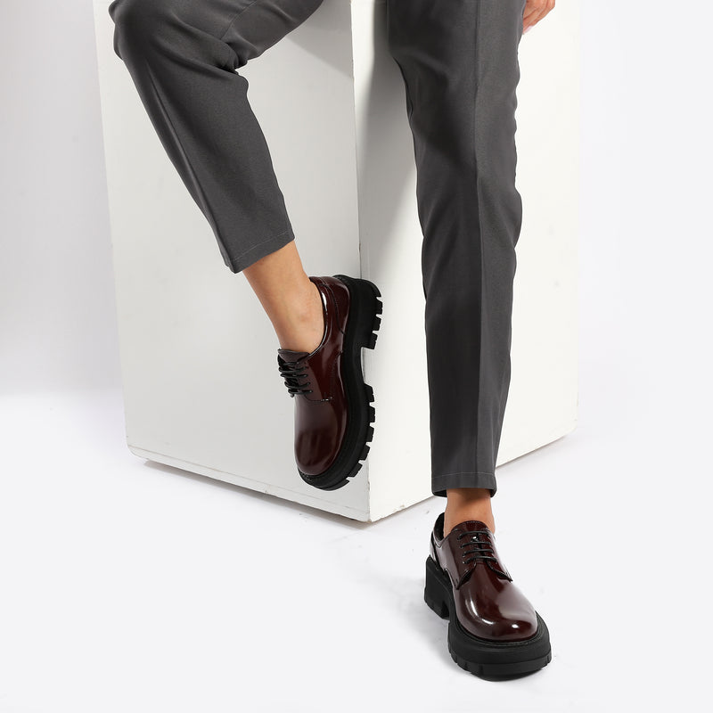 Burgundy Leather Derby Loafers