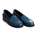 Blue Leather Penny Loafers