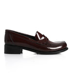 Burgundy Leather Heeled Penny Loafers