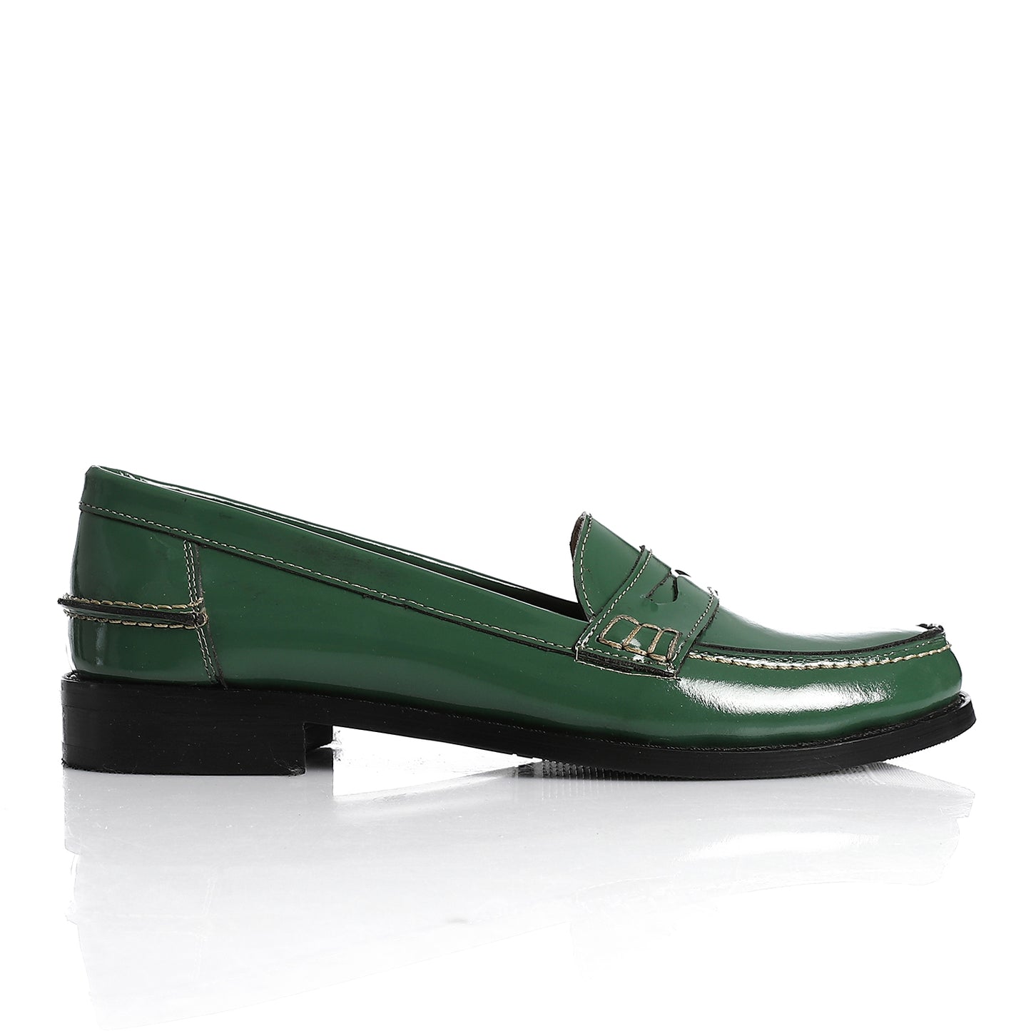 Green Leather Penny Loafers