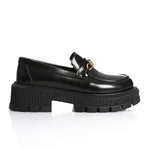 Black Verne Leather Chunky Chain Loafers