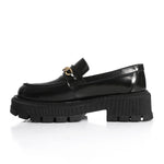 Black Verne Leather Chunky Chain Loafers