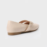 Beige Double Buckle Ballerina