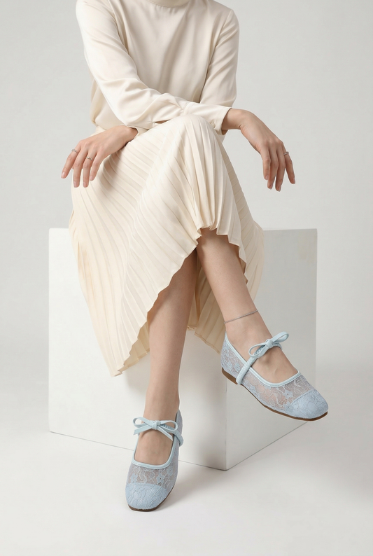 BLEU CIEL FLORAL MESH BALLERINA