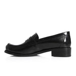 Classic black leather penny loafers for office and casual wear