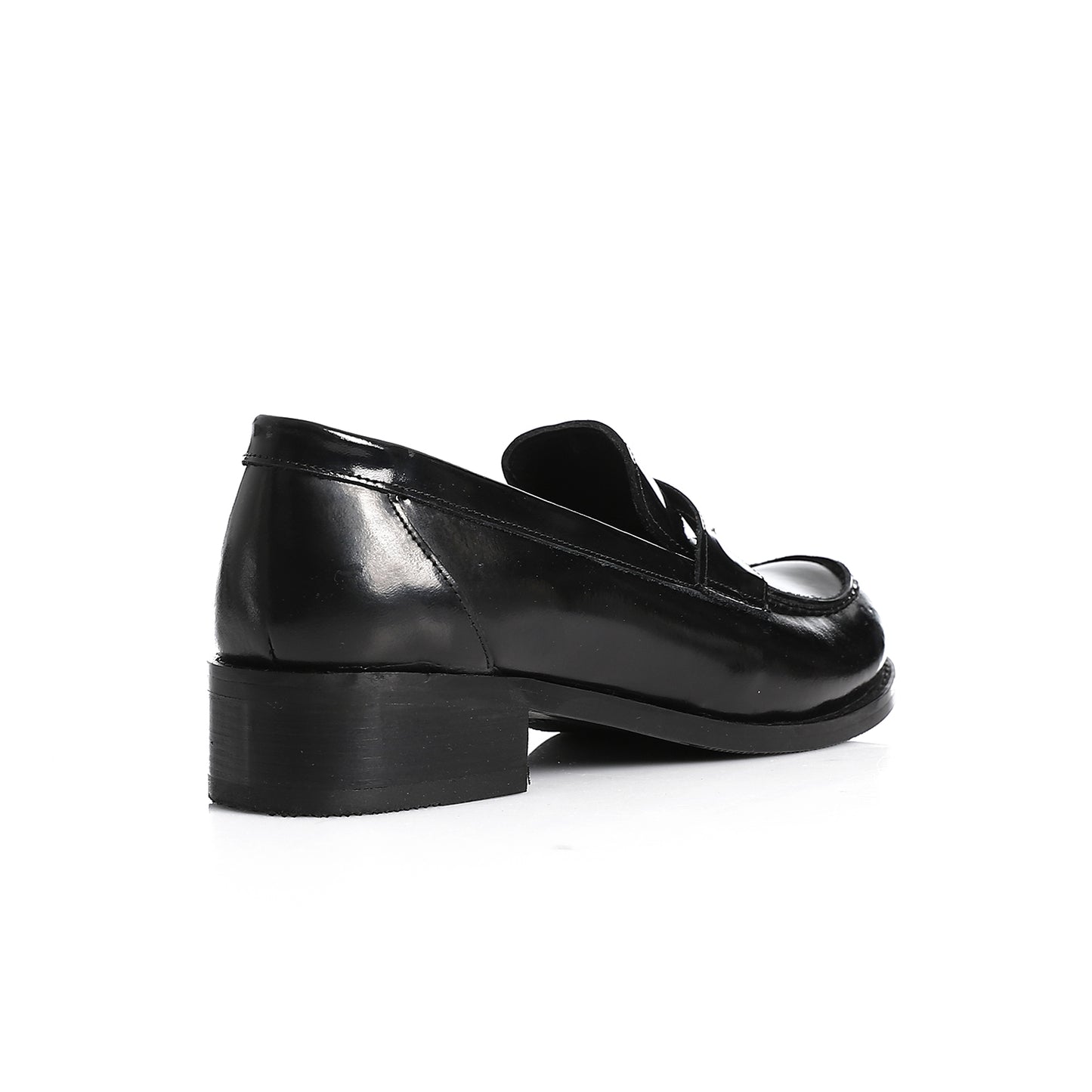 Classic black leather penny loafers for office and casual wear