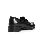 Classic black leather penny loafers for office and casual wear