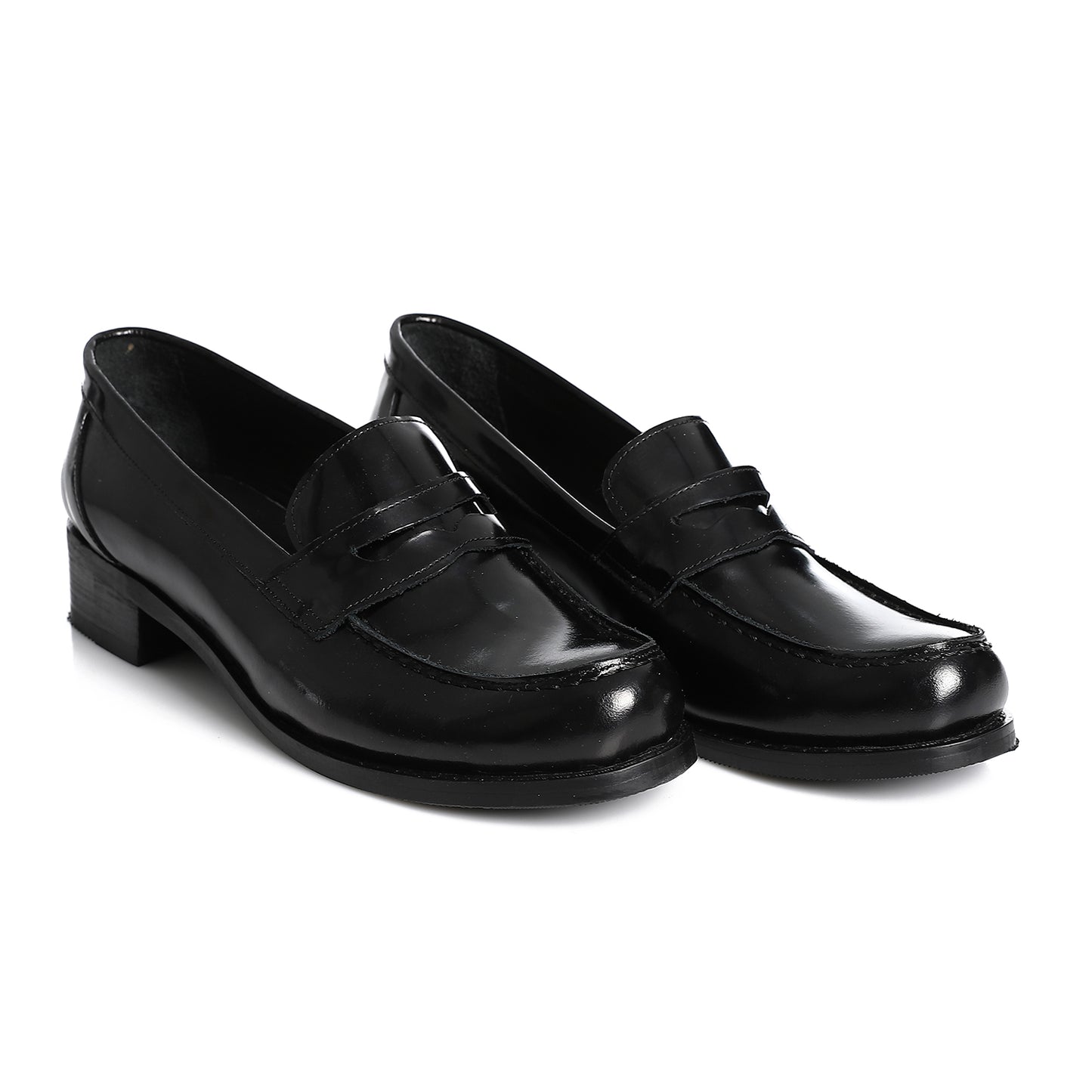 Classic black leather penny loafers for office and casual wear