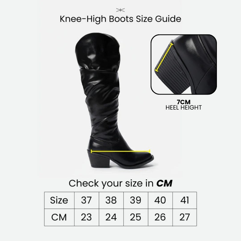 BROWN LEATHER KNEE-HIGH BOOTS