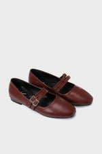 BURGUNDY DOUBLE BUCKLE BALLERINA