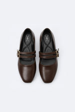 BROWN DOUBLE BUCKLE BALLERINA