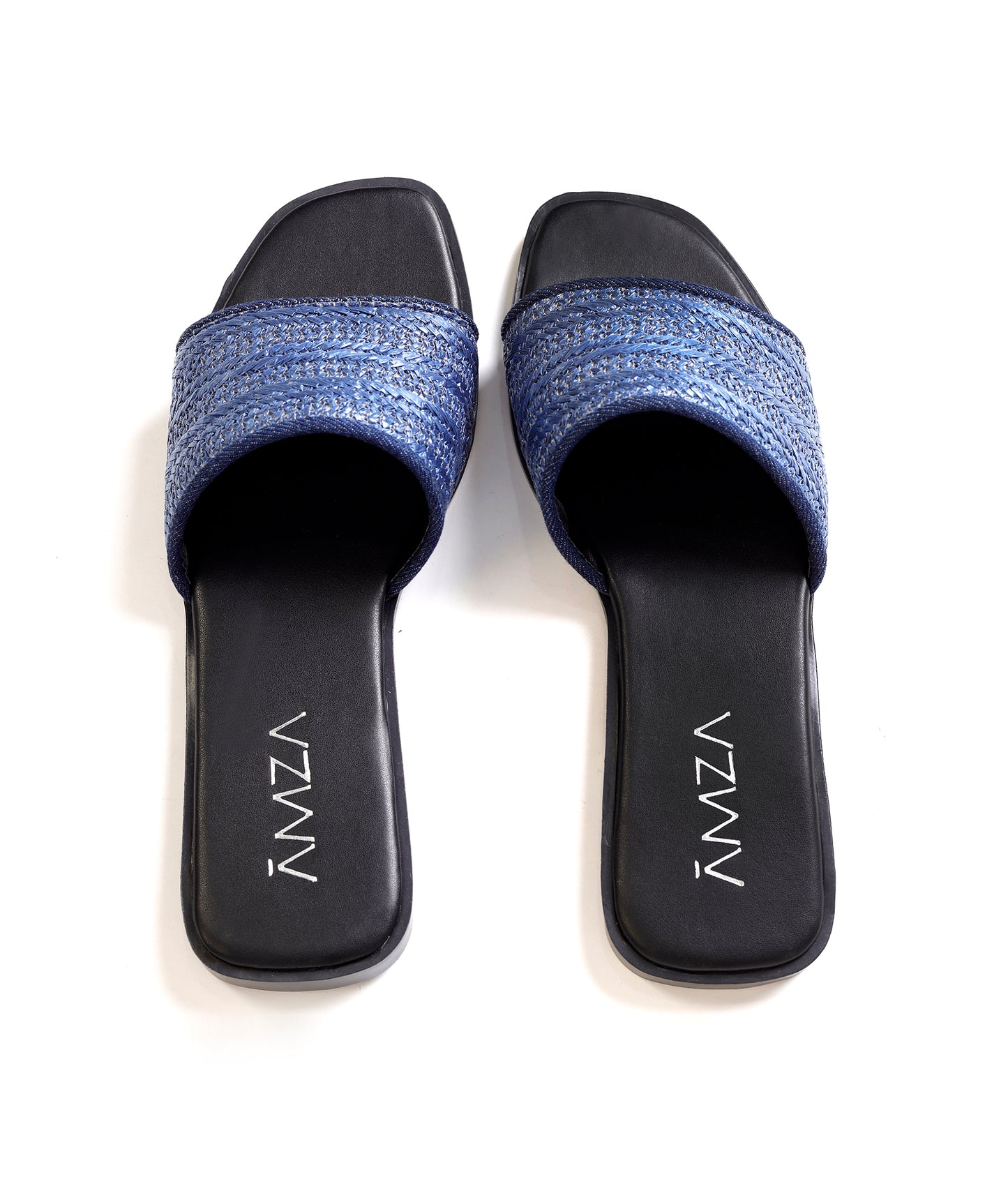 Natural Weave Navy Slide