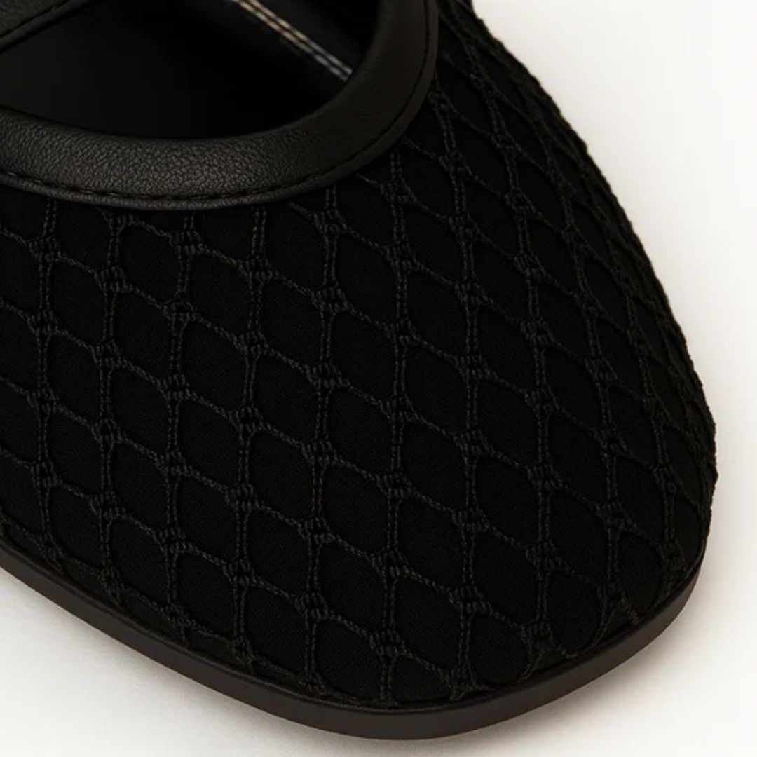 AirBelle Black Mesh Ballerina - Amza - 37