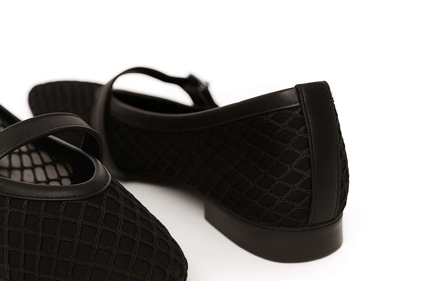 AirBelle Black Mesh Ballerina - Amza - 37