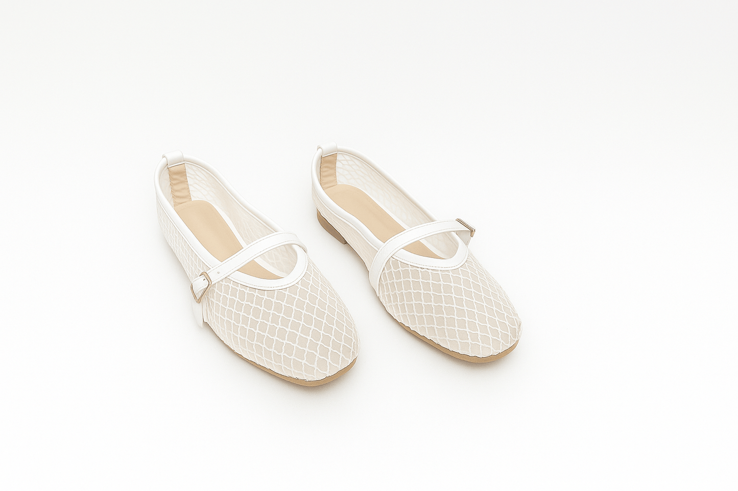 AirBelle White Mesh Ballerina - Amza - 37