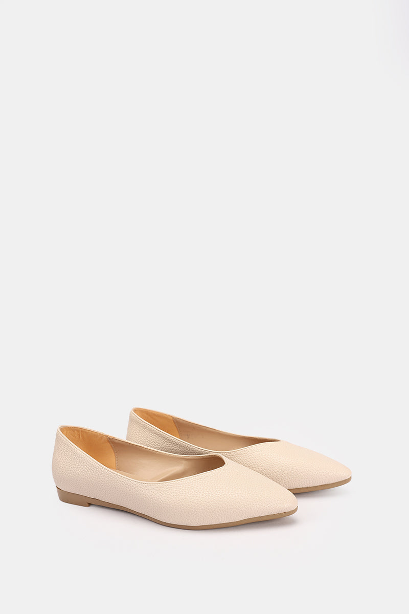 BEIGE FLAT LEATHER BALLET