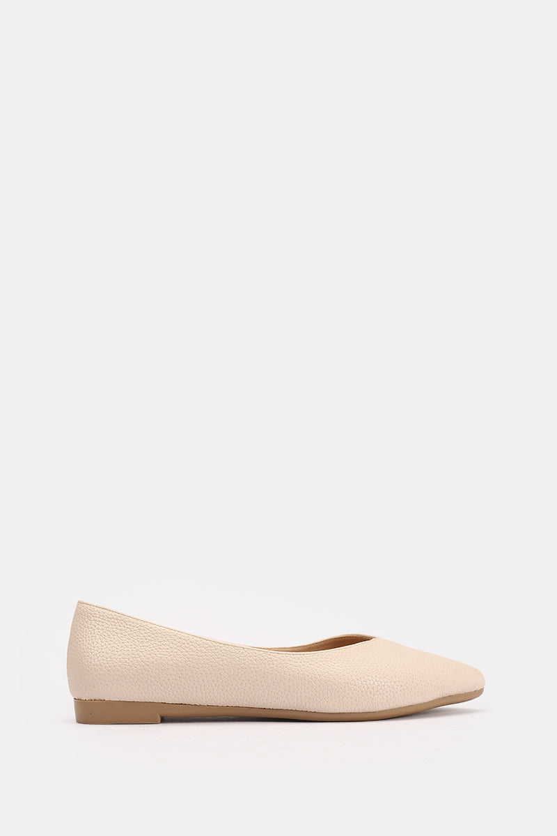 BEIGE FLAT LEATHER BALLET