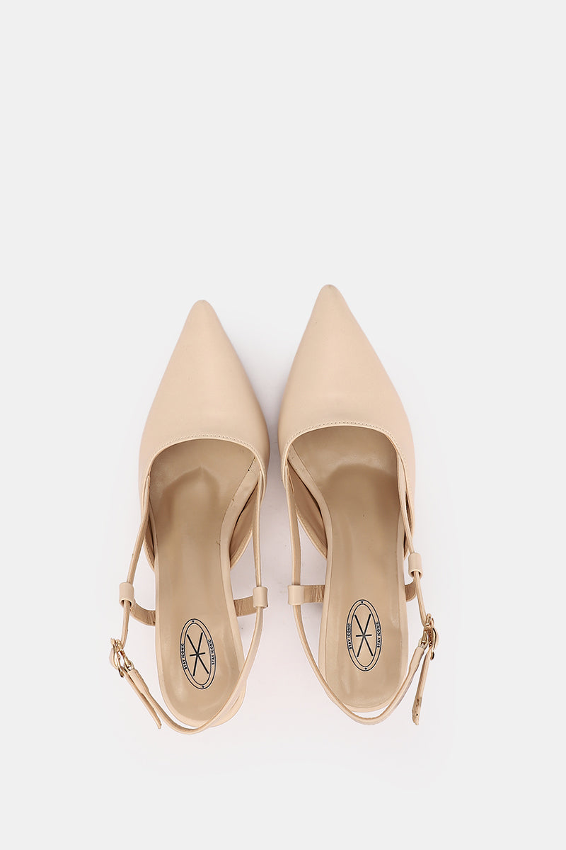 SLINGBACK BEIGE KITTEN HEELS