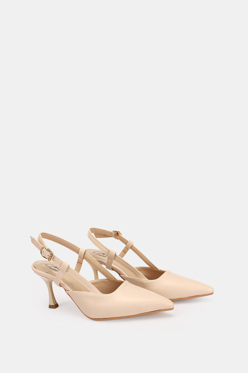 SLINGBACK BEIGE KITTEN HEELS